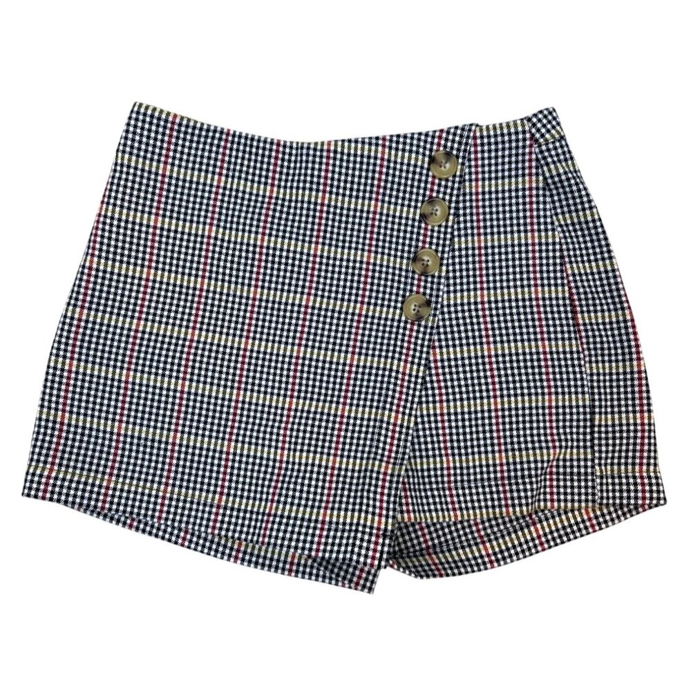Aeropostale Dark Academia Plaid Button Front Mini Skort Skirt Size S